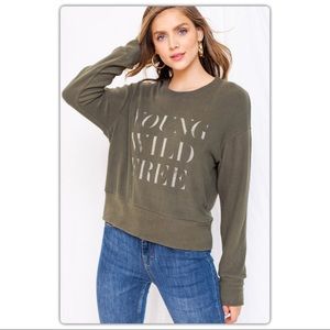 Young Wild Free Olive Green Sweater